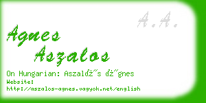 agnes aszalos business card